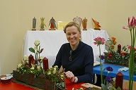 A student working on her master piece - Flower Design of Britain Autumn class in London