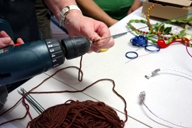 Electric drill as one of the tools for florists