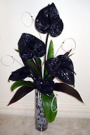 Black anthurium arrangement with the latest water balls